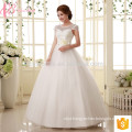 Cap sleeve lace applique cheap puffy ball gown floor length plus size wedding dress